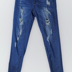 Trendy Distressed Blue Skinny Jeans for Women